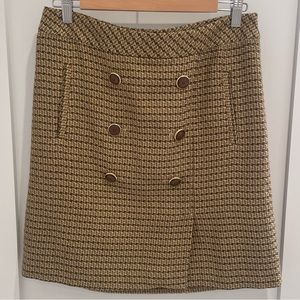 Brown Houndstooth Skirt with Button Details